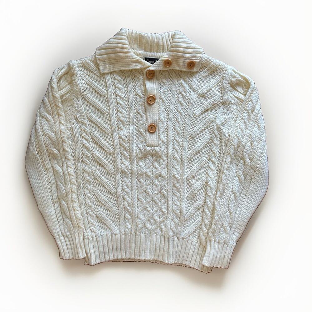 Puritan Cable Knit Sweater Mens Medium Cream Heavy Fisherman Grandpa Core VTG